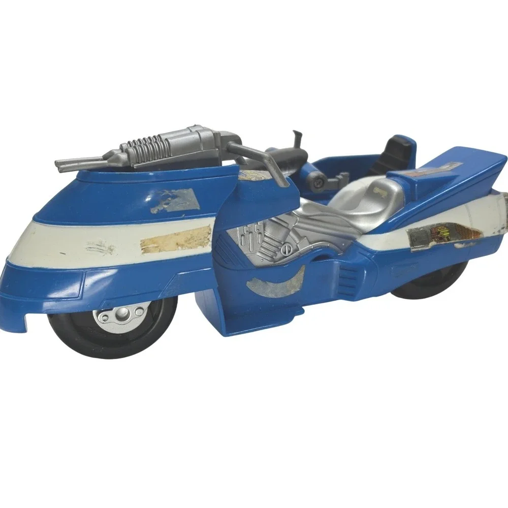 Vintage Blue Motorcycle Sidecar Action Figure Vehicle Toy 1980s Sci-Fi 9.5 Inch
